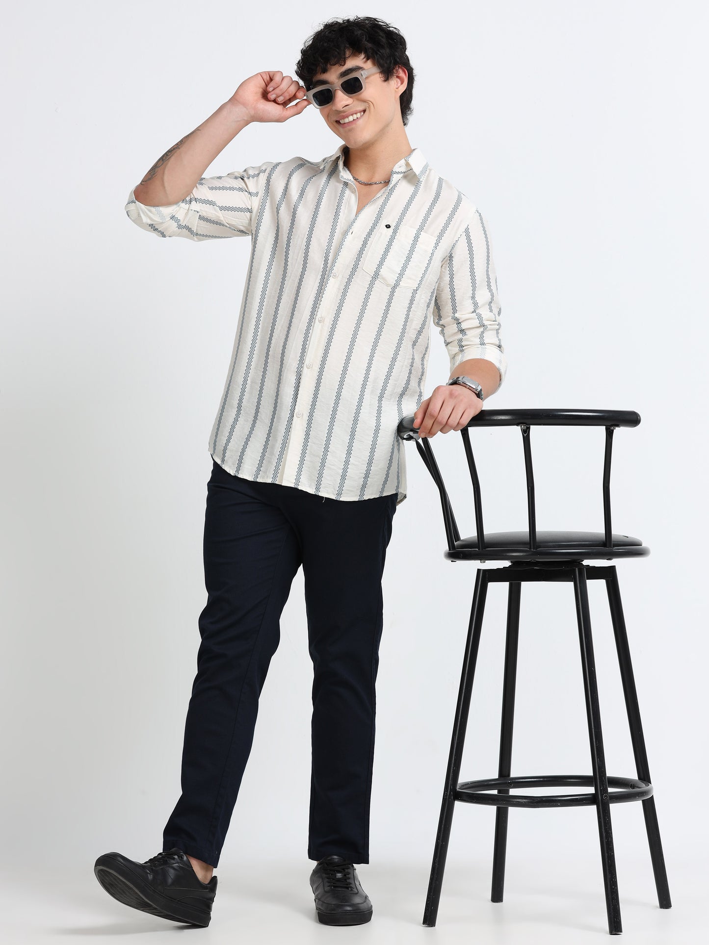 Lycra stripes polo blue Shirt