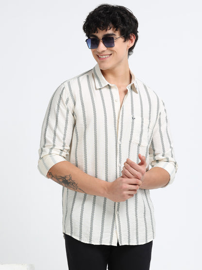 Lycra stripes polo green Shirt