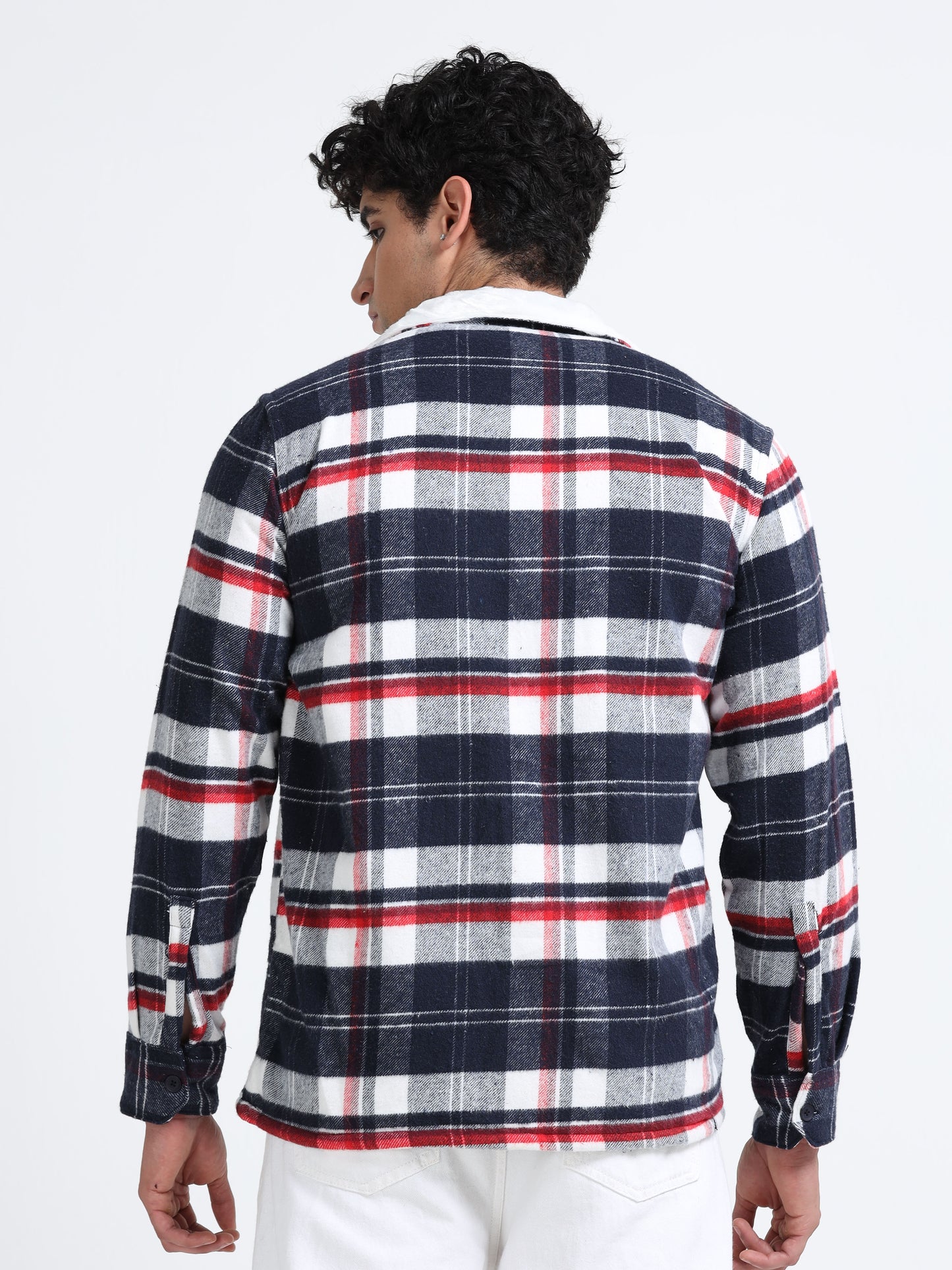 Twill Brushed Checks Full collared red Shirt
