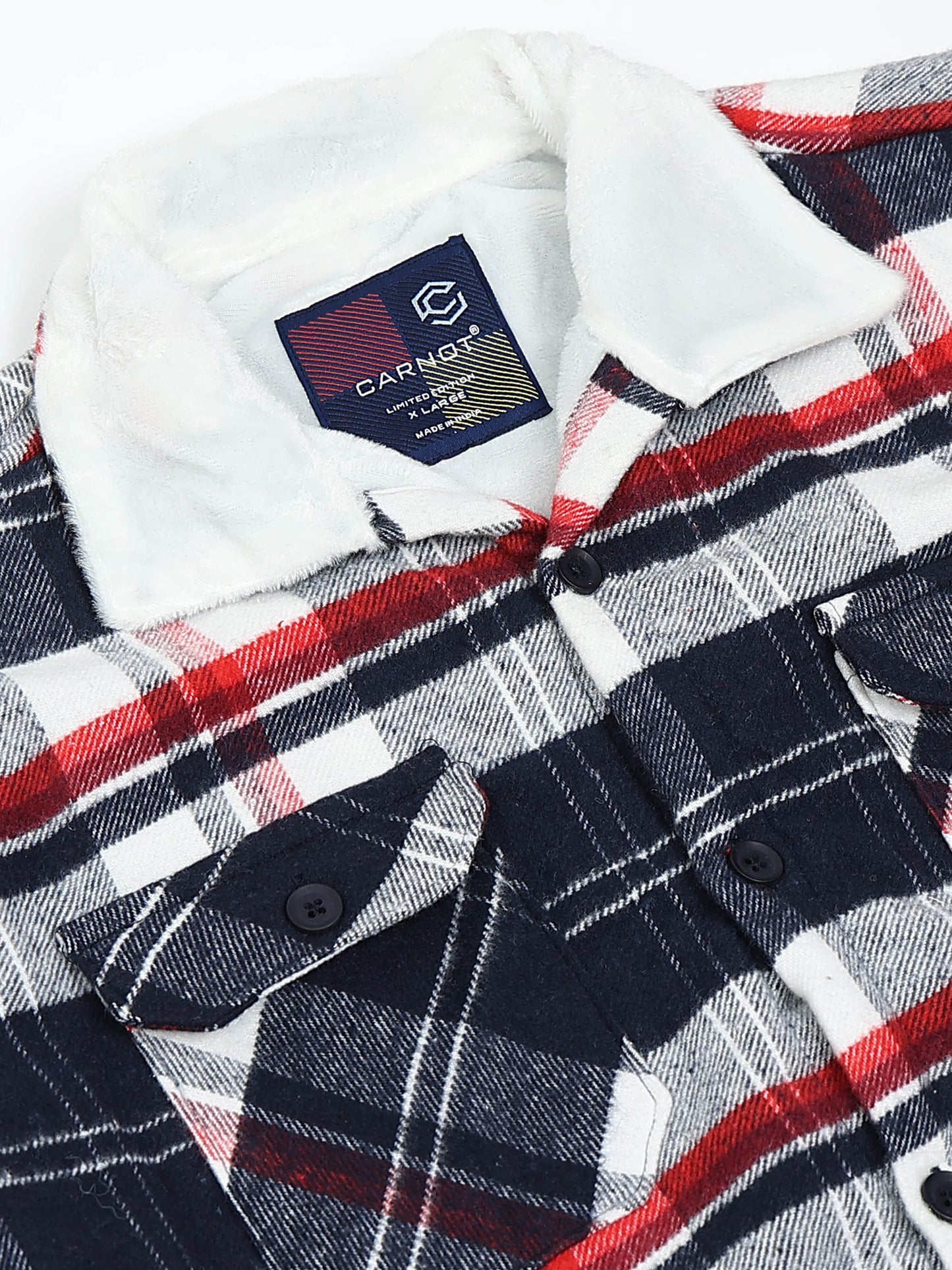 Twill Brushed Checks Full collared red Shirt