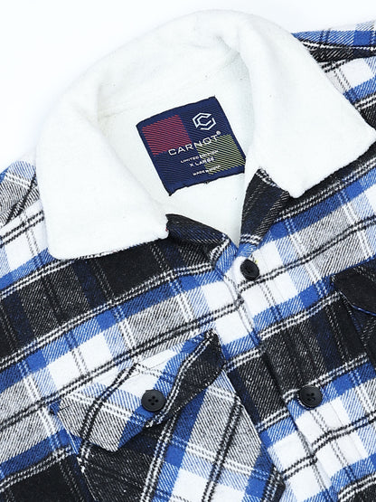 Twill Brushed Checks Full collared blue Shirt