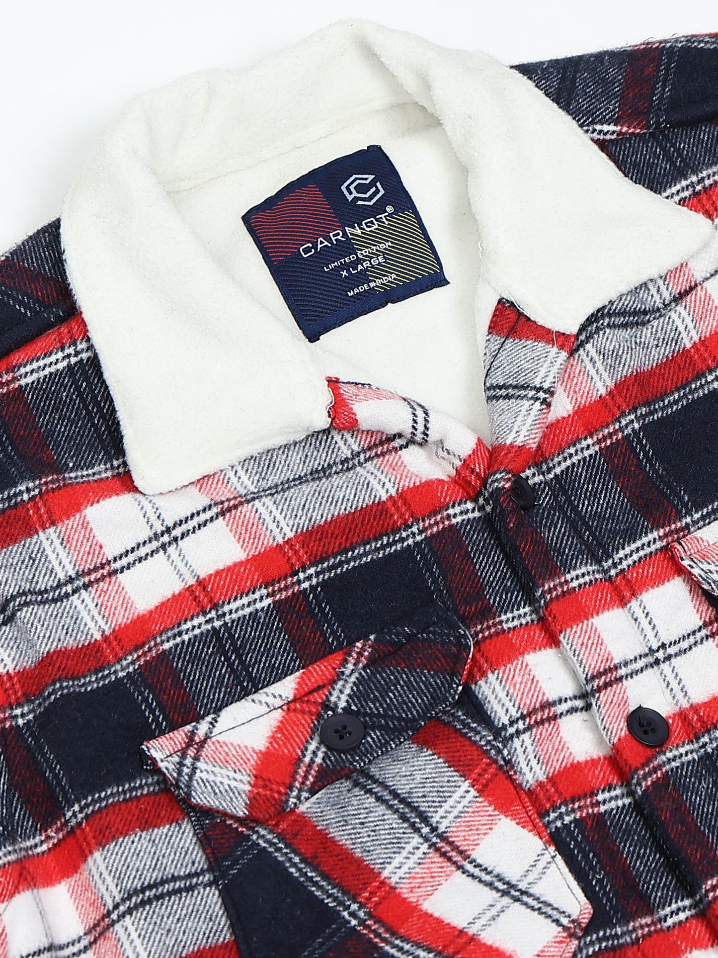 Twill Brushed Checks Full collared red Shirt