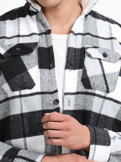 Twill Brushed Checks Full collared grey Shirt