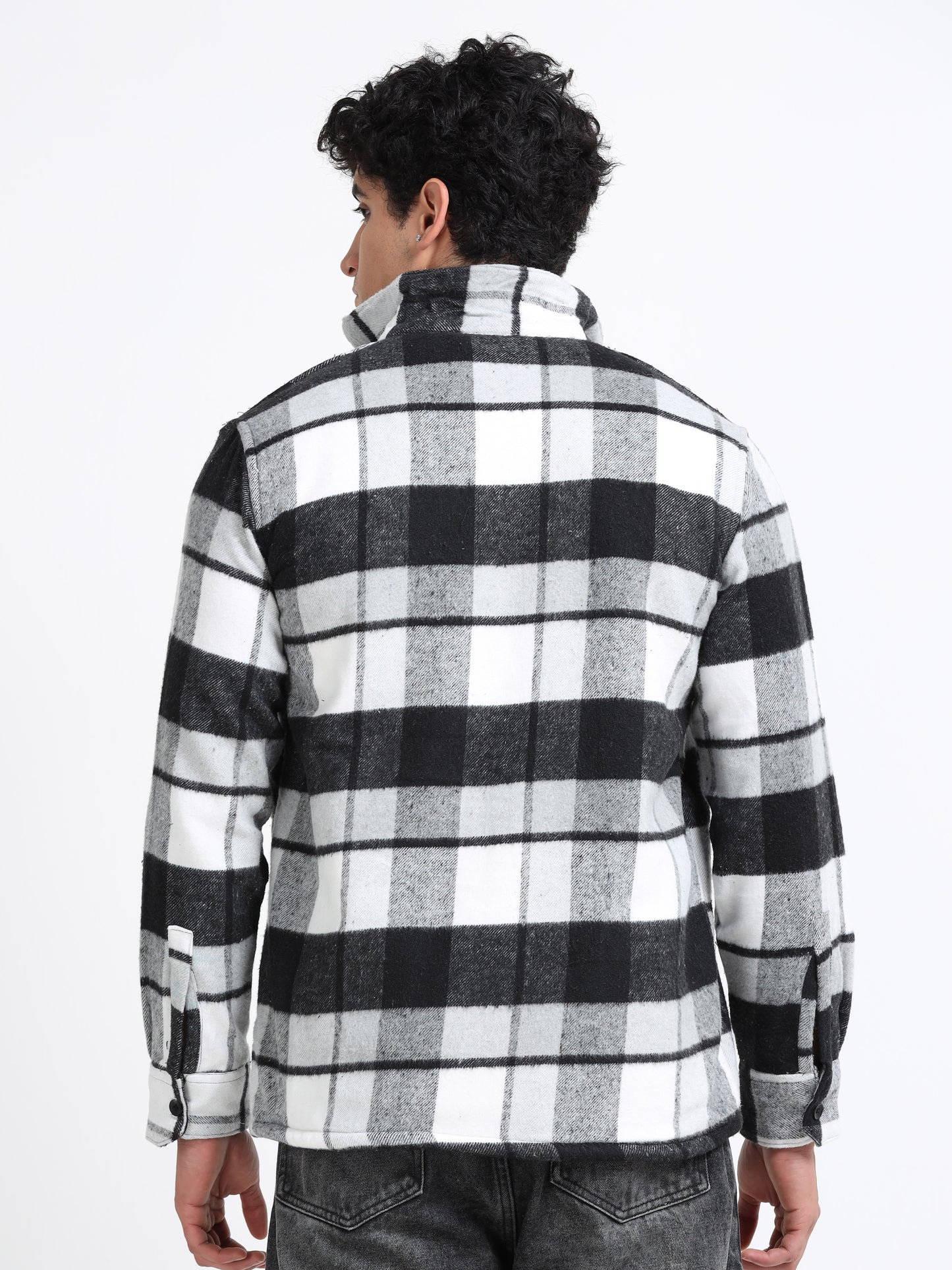 Twill Brushed Checks Full collared grey Shirt