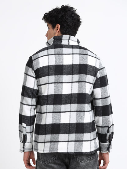 Twill Brushed Checks Full collared grey Shirt