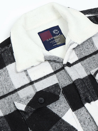 Twill Brushed Checks Full collared grey Shirt
