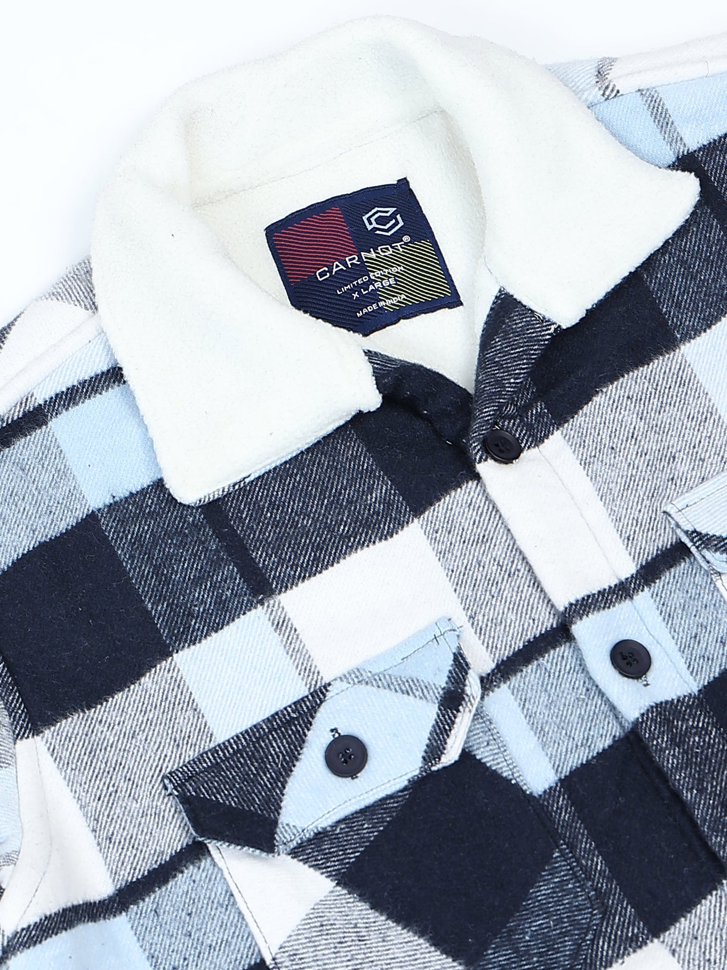 Twill Brushed Checks Full collared light blue Shirt