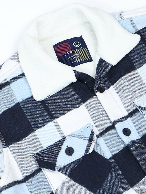 Twill Brushed Checks Full collared light blue Shirt