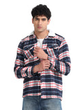 Twill Brushed Checks Full collared red Shirt