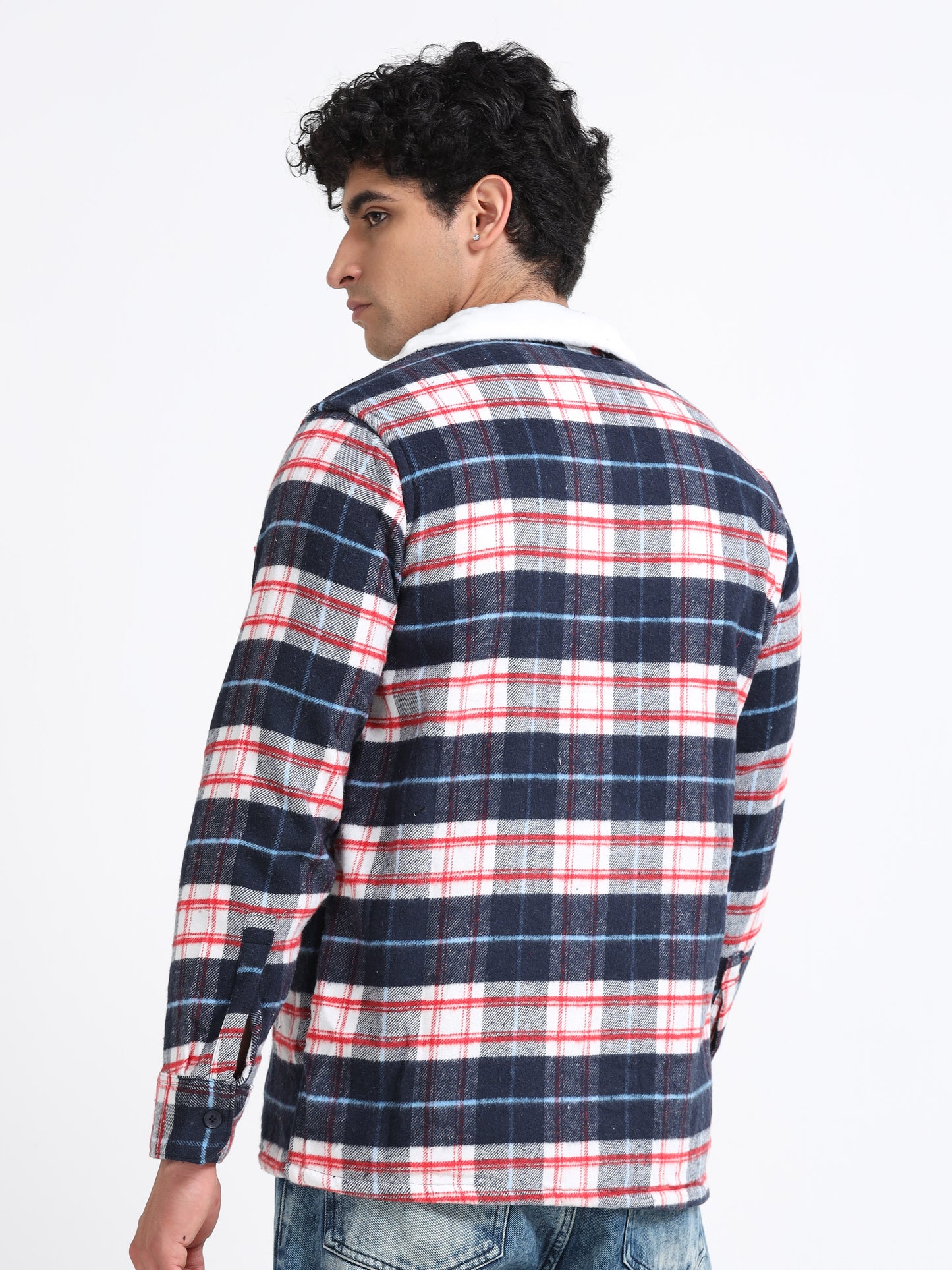 Twill Brushed Checks Full collared red Shirt