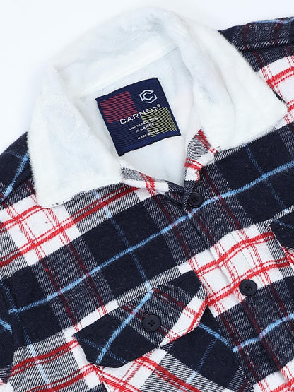Twill Brushed Checks Full collared red Shirt