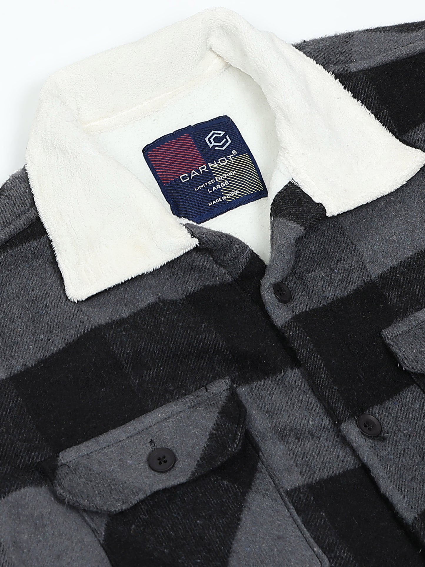 Twill Brushed Checks Full collared grey Shirt