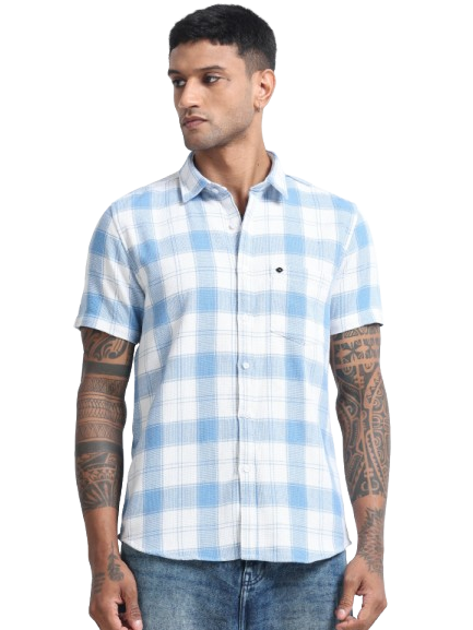 Mocklino Checks lightblue Shirt