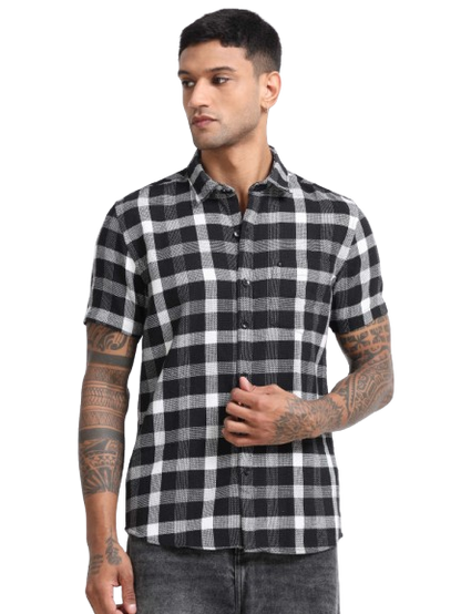 Mocklino Checks black Shirt
