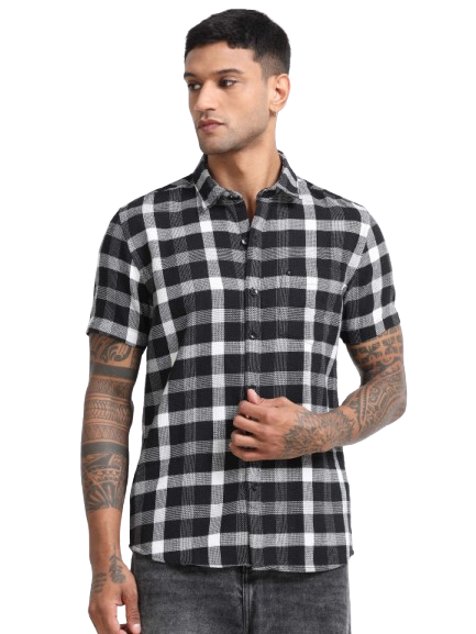Mocklino Checks black Shirt