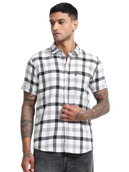 Mocklino Checks white Shirt