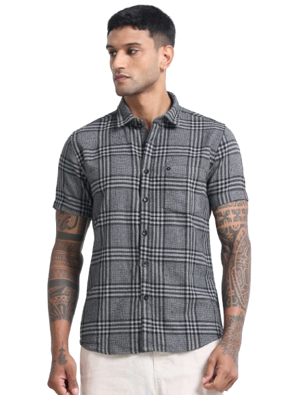 Mocklino Checks black Shirt
