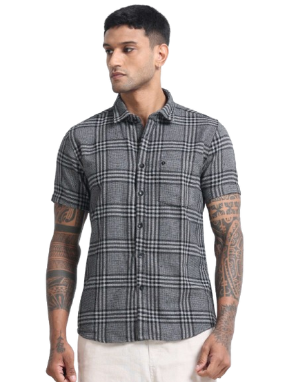 Mocklino Checks black Shirt