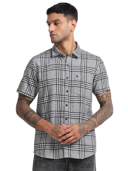 Mocklino Checks grey Shirt