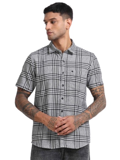 Mocklino Checks grey Shirt