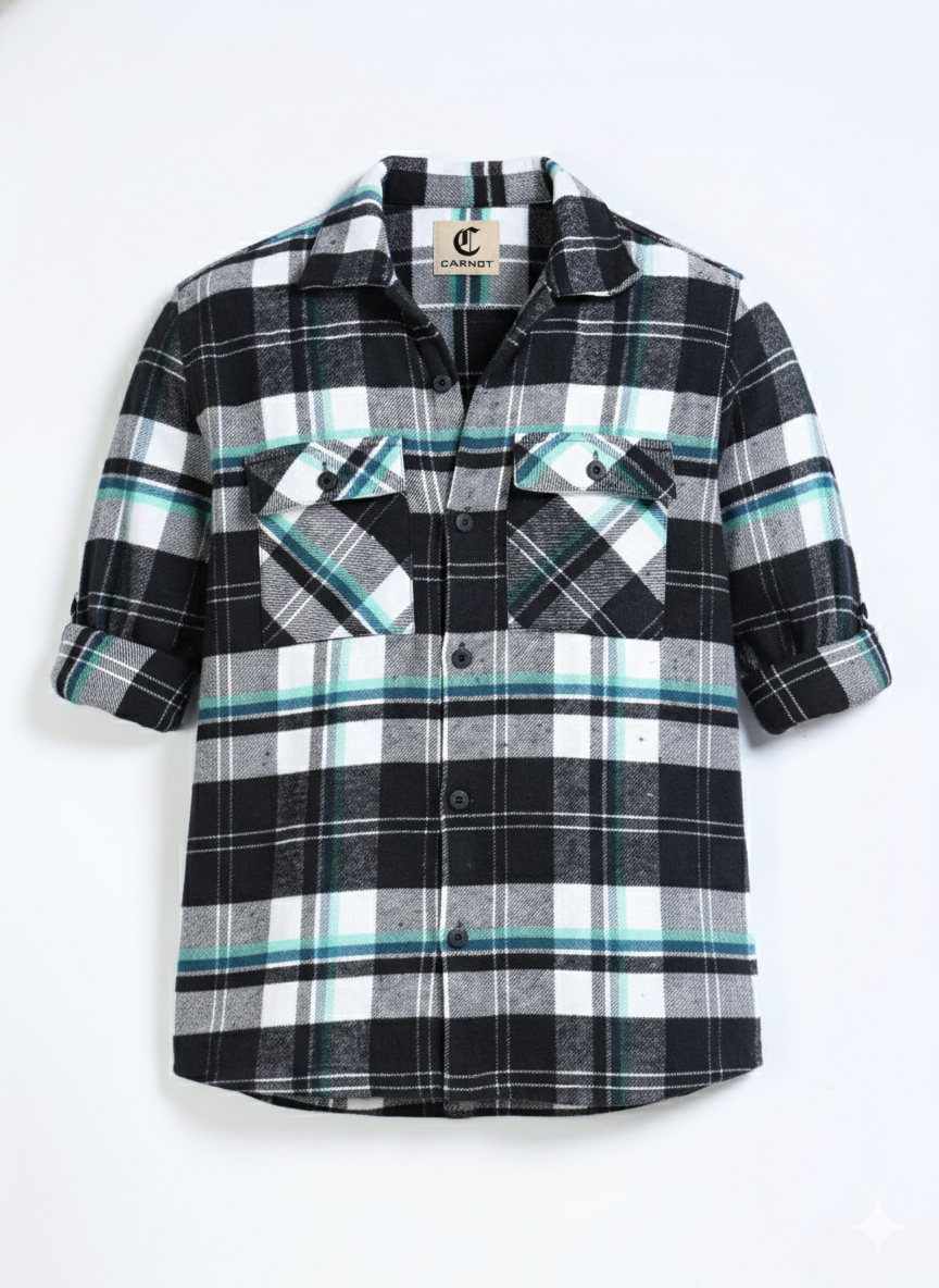 Twill Brushed Checks black Shirt