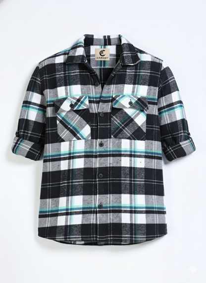 Twill Brushed Checks black Shirt
