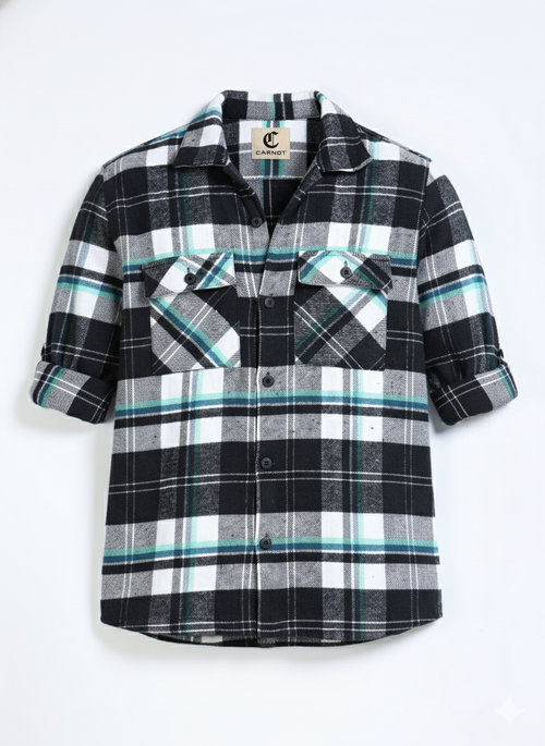 Twill Brushed Checks black Shirt