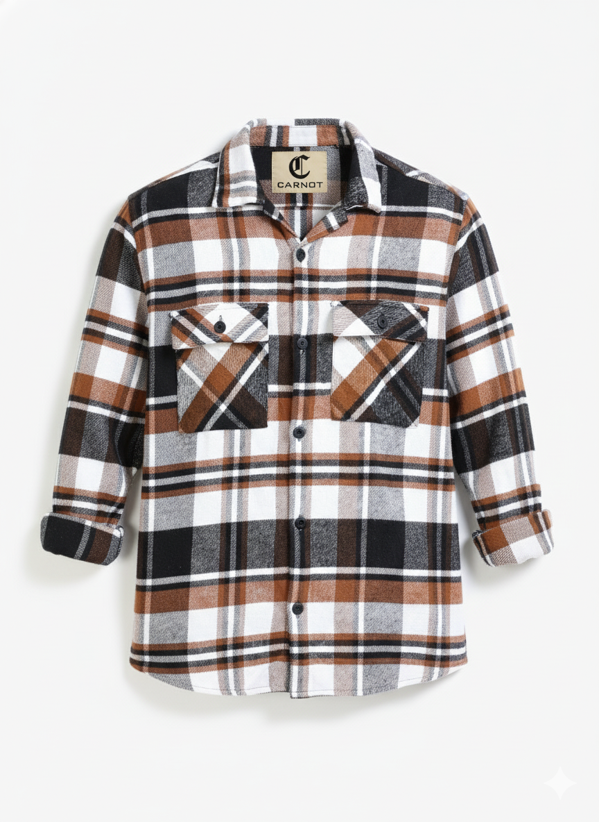 Twill Brushed Checks brown Shirt