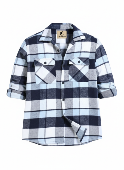 Twill Brushed Checks sky blue Shirt