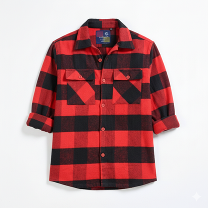 Twill Brushed Checks red Shirt