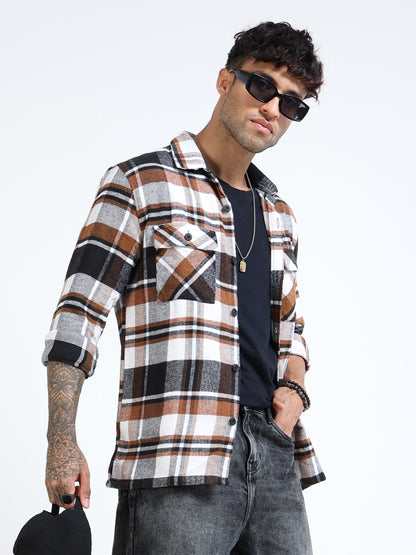 Twill Brushed Checks brown Shirt