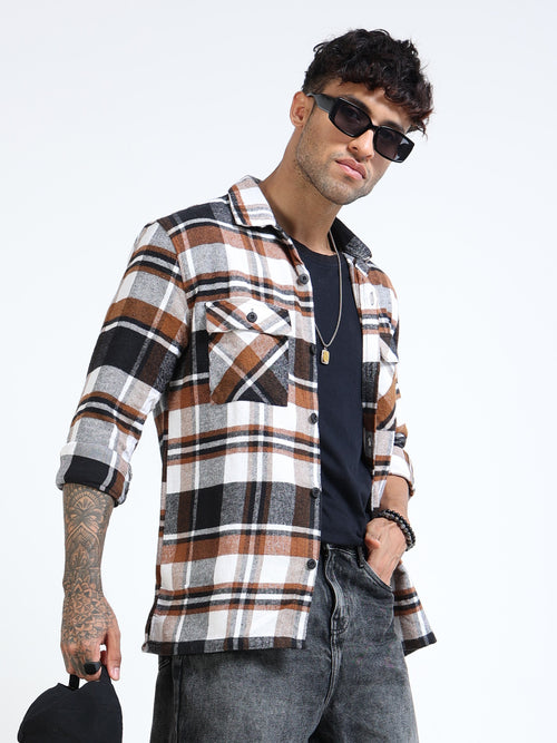 Twill Brushed Checks brown Shirt