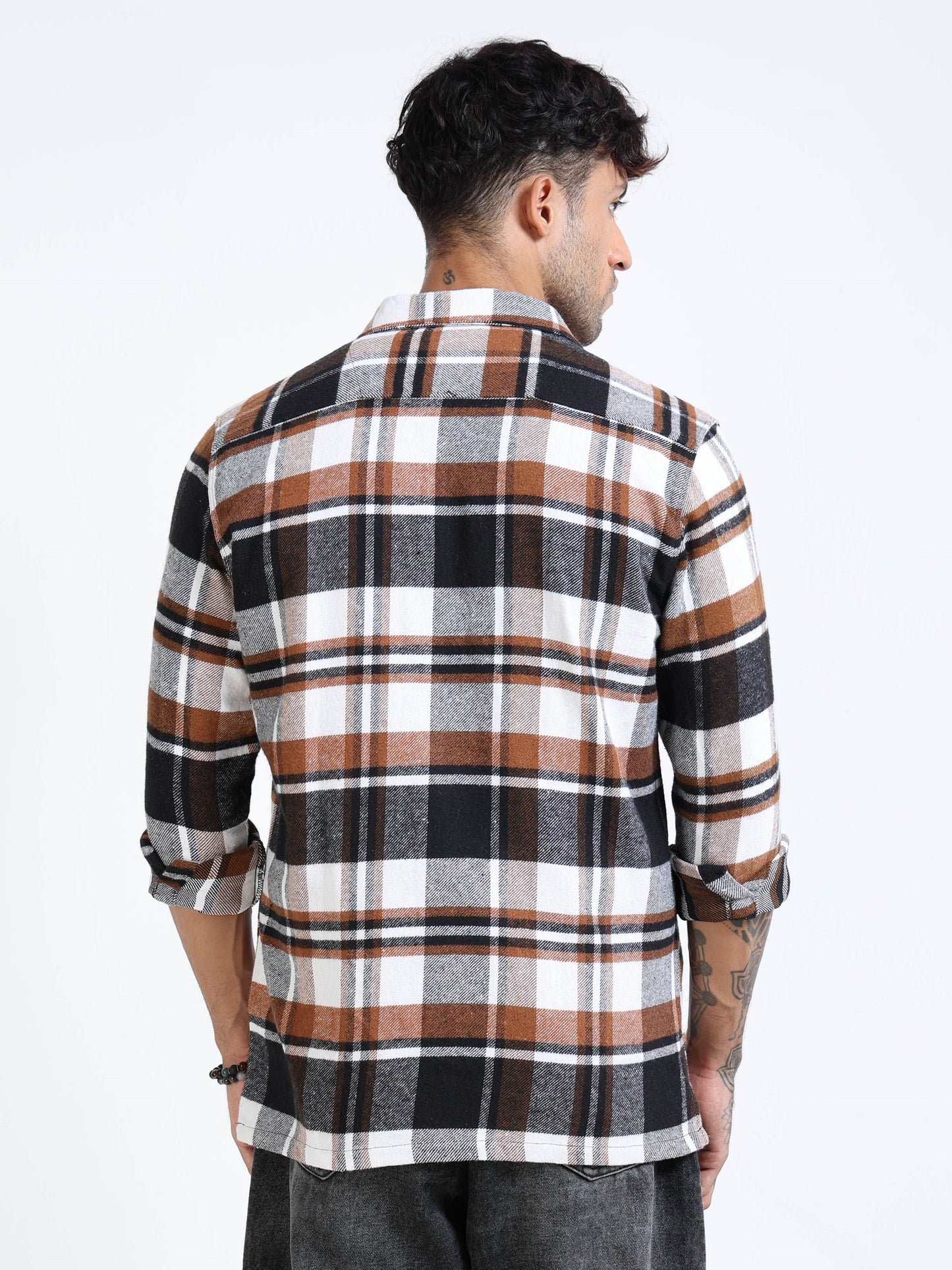 Twill Brushed Checks brown Shirt