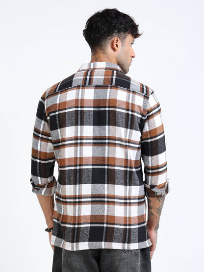 Twill Brushed Checks brown Shirt
