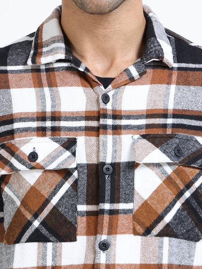 Twill Brushed Checks brown Shirt