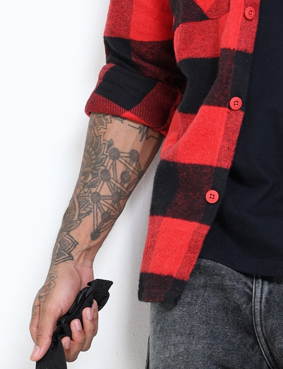 Twill Brushed Checks red Shirt