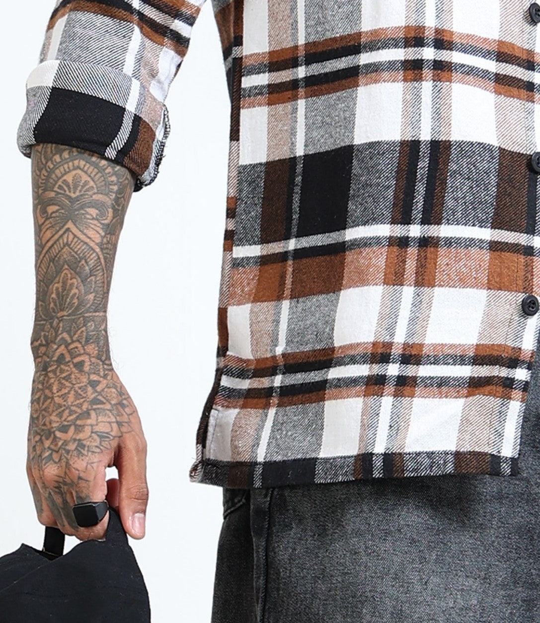 Twill Brushed Checks brown Shirt